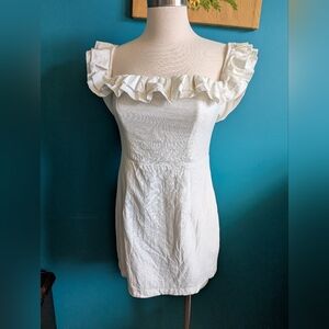 Superdown Ruffle Off The Shoulder Mini Dress White Bachelorette Wedding Bride